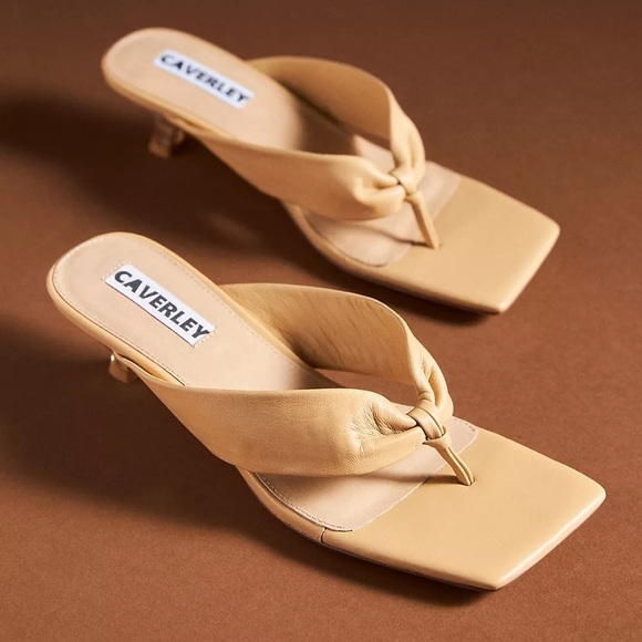 Anthropologie CAVERLEY 100% Leather Stella II Mules Nude Tan Size 41 / US 11 - Picture 1 of 7